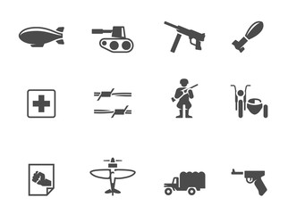 World War icons in single color.