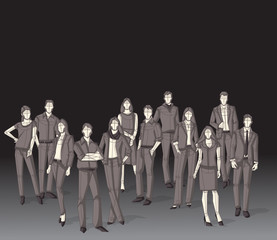 Group of business people. Sketch silhouette.

