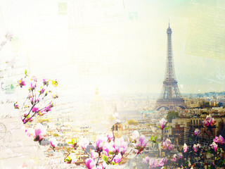 Naklejki  panoramę Paryża z wieżą eiffla