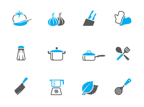 Cooking icons in duo tone colors.