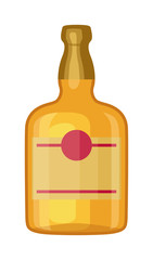 Full whiskey bottle shot drink. Vector whiskey bottle brown drink. Brown whiskey bottle beverage liquor bar cognac amber, drunk ireland flavor. Taste screw scottish cocktail.