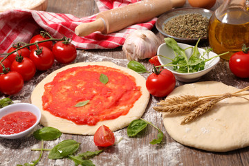 pizza dough and ingredient