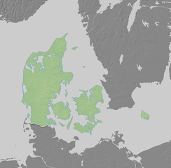 Relief map of Danmark - 3D-Rendering