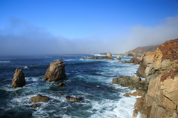 Foggy coastline