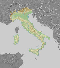 Relief map of Italy - 3D-Rendering