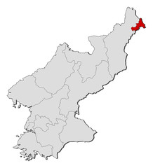 Obraz premium Map - North Korea, Rason