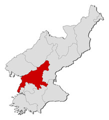 Obraz premium Map - North Korea, South Pyongan