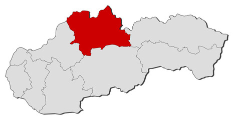 Fototapeta na wymiar Map - Slovakia, Zilina