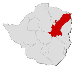 Map - Zimbabwe, Mashonaland East