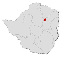 Map - Zimbabwe, Harare