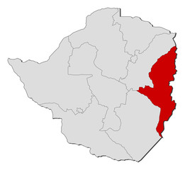 Map - Zimbabwe, Manicaland