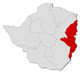 Fototapeta premium Map - Zimbabwe, Manicaland