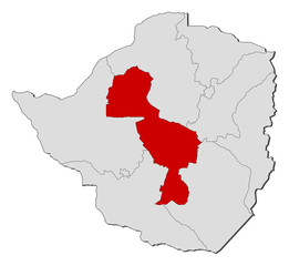 Map - Zimbabwe, Midlands