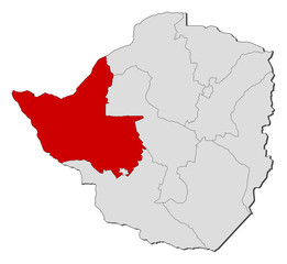 Map - Zimbabwe, Matabeleland North