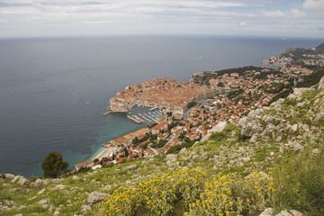 Fototapeta na wymiar View of Dubrovnik old town from the Hill, Croatia