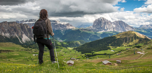 Naklejka premium Trekking in Gardena valley
