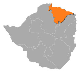 Map - Zimbabwe, Mashonaland Central