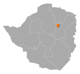Map - Zimbabwe, Harare