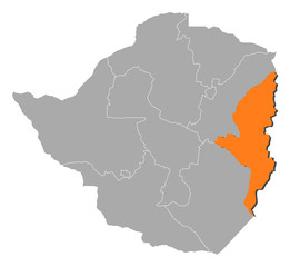 Map - Zimbabwe, Manicaland