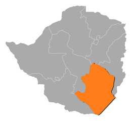 Obraz premium Map - Zimbabwe, Masvingo