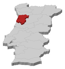 Map - Portugal, Aveiro - 3D-Illustration