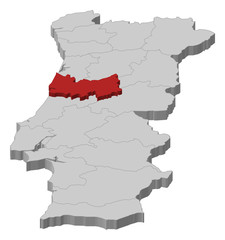 Map - Portugal, Coimbra - 3D-Illustration
