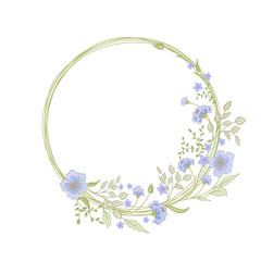 Floral Frame. Cute flowers arranged un a shape of the wreath