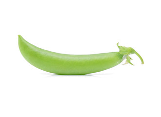 Fresh green pea pod on white background