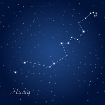 Hydra constellation at starry night sky