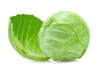 Fototapeta premium Green cabbage on white background.