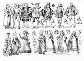 German Trachten, traditional costumes of XVI century