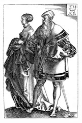 German Renaissance , Heinrich Aldegrever (1502-1555) wedding dancers, engraving