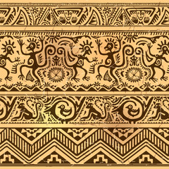 Seamless pattern of African primitive art old