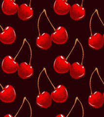 vector colorful dark seamless hand drawn cherry background
