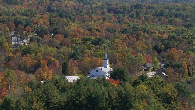 Orbiting rural New England church
