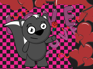 sweet skunk cartoon expression background in vector format 