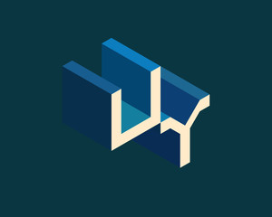UY isometric 3D letter logo. three-dimensional stock vector alphabet font typography design.
