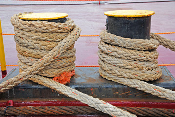 Fototapeta na wymiar Anchor ropes at Ravenna Harbor.