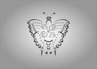 Vintage butterfly icon vector