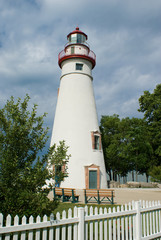 Senic Marblehead lighthouse on Lake Erie in Ohio built in 1821
