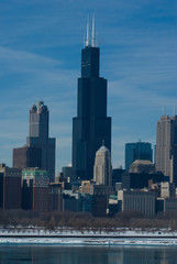 View of downtown Chicago on a cold winter's day