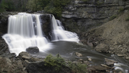 Time exposure of scenic Blackwater Falls in West Virginia. Motion blur for water streaks
