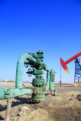 Oil field scene, Oil pipeline and pumping unit