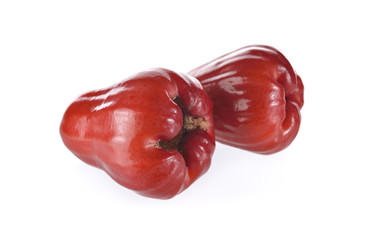 whole fresh rose apple fruit on white background