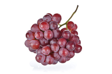 bunch of grapes with stem on white background