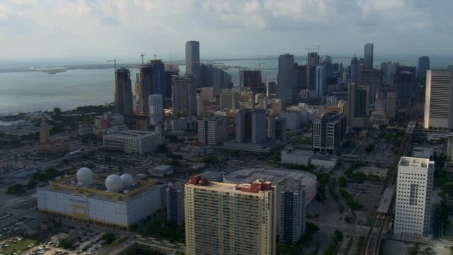 Slow flight over downtown Miami. Shot in 2007.
