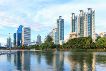 Fototapeta premium Cityscape, office buildings and apartments