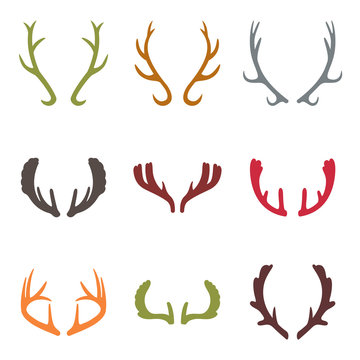 Vector set of vintage deer antlers