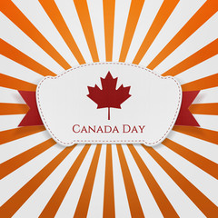 Canada Day realistic Emblem with Ribbon