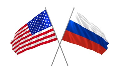 USA and Russia crossed flags